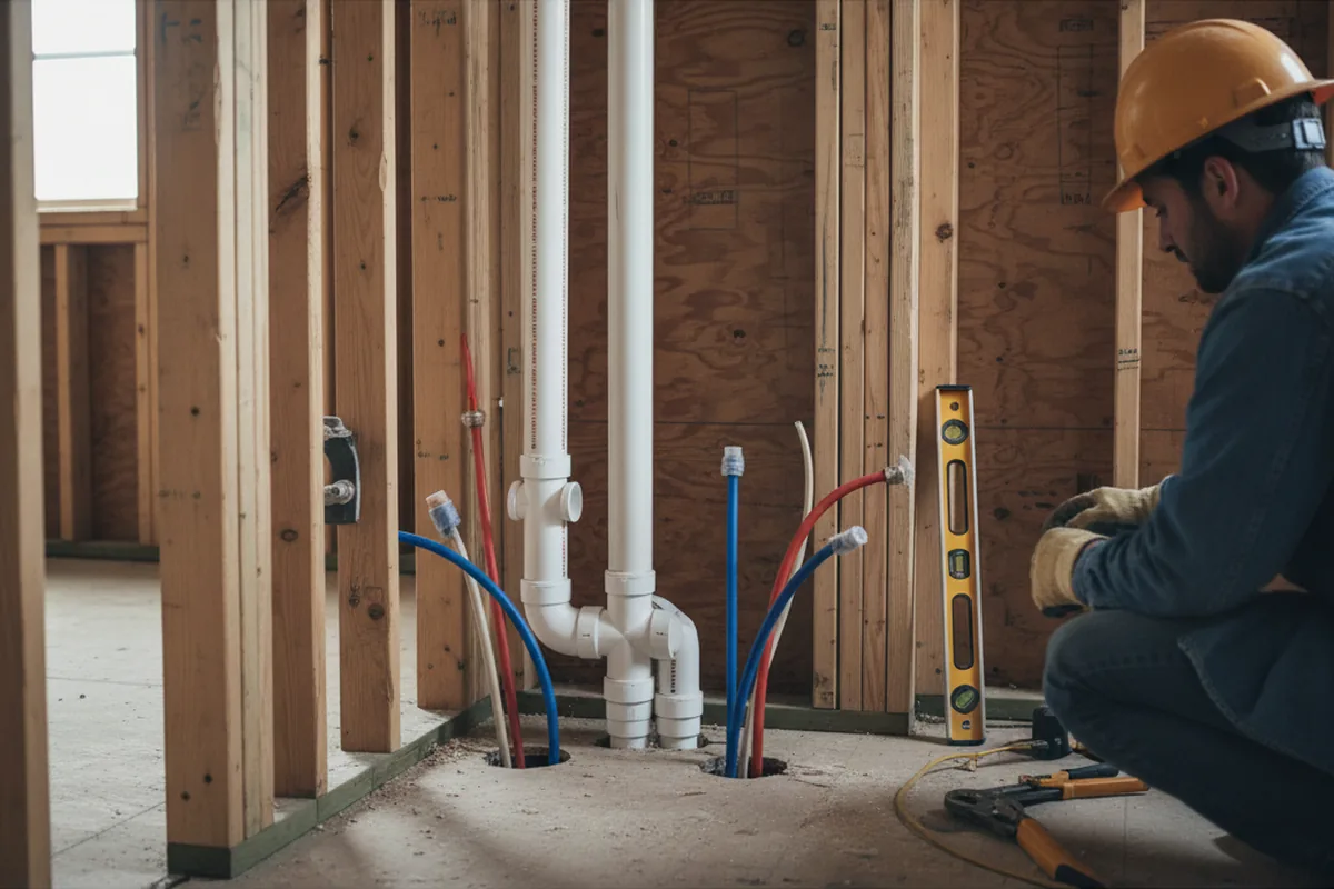 Drain and supply rough-in during Garbage Disposal Repair in Selma